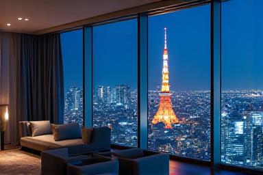 東京の夜景を望むラグジュアリーホテル